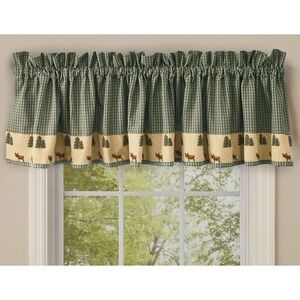 Park Designs Plaid Valance 72" X 14" Set 2 Cotton Northern Exposure Moose Pine